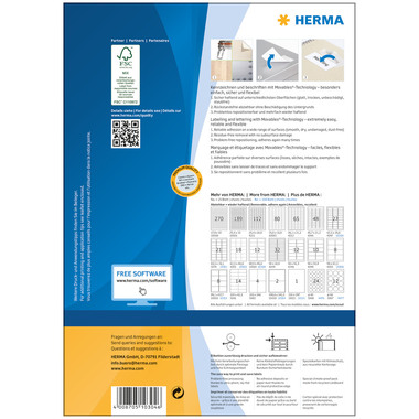 HERMA Etiketten SPECIAL 88.9x46.6mm 10304 weiss,non-perm. 1200St./100Bl.