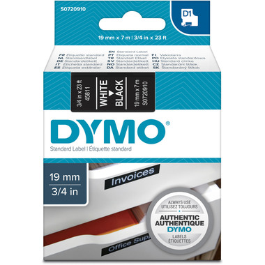 DYMO Schriftband D1 weiss/schwarz S0720910 19mm/7m