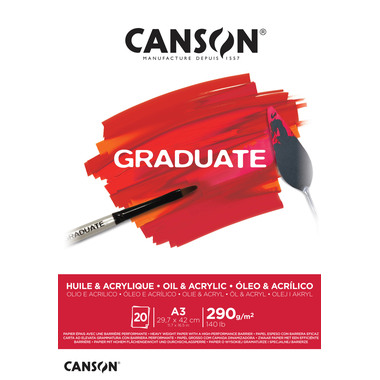 CANSON Graduate Öl und Acryl A3 400110381 20 Blatt, weiss, 290g