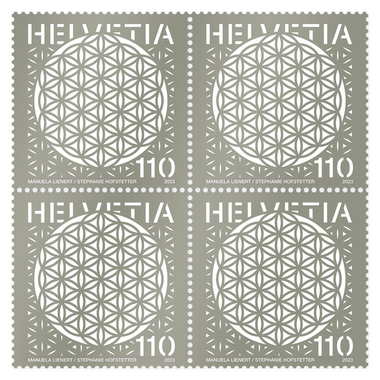 Bloc de quatre «Fleur de vie» Bloc de quatre (4 timbres, valeur d'affranchissement CHF 4.40), autocollant, non oblitéré