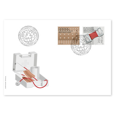50 anni Medici Senza Frontiere, Busta primo giorno Serie (2 francobolli, valore facciale CHF 3.00) su busta primo giorno (FDC) C6