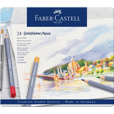 FABER-CASTELL Goldfaber crayon aquarelle 114624 boîte métal à 24 pcs.