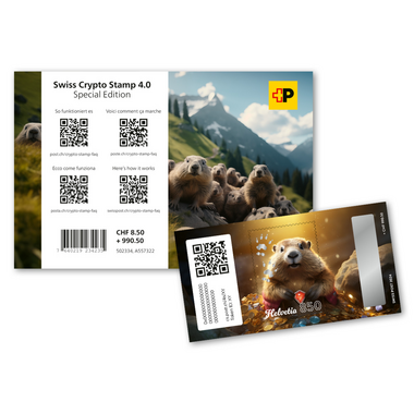 Crypto Stamp CHF 8.50+990.50 «Oro» Blocco speciale «Swiss Crypto Stamp 4.0», autoadesiva, senza annullo