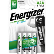 Energizer NiMH Akku Extreme (AAA) 800 mAh, 4 pz Confezione da 4 batterie ricaricabili AAA Energizer Recharge Extreme, precaricate