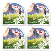 Quartina «Tipicamente svizzero» Quartina (4 francobolli, valore facciale CHF 4.40), autoadesiva, senza annullo