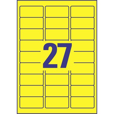 AVERY ZWECKFORM Etichette 63,5x29,6mm L6004-25 giallo, non perm. 675pz./25fl.