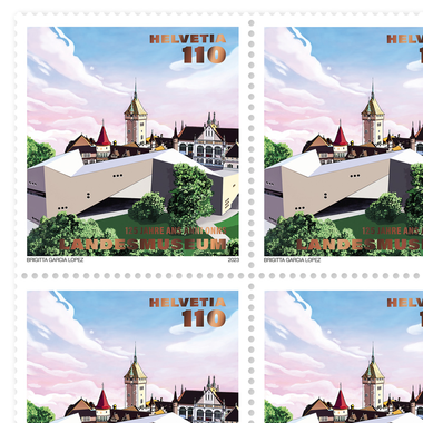 Stamps CHF 1.10 «125 years Landesmuseum», Sheet with 12 stamps Sheet «125 years Landesmuseum», gummed, mint