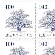 Timbres CHF 1.00 «Chêne», Feuille de 12 timbres Feuille Arbres, gommé, non oblitéré