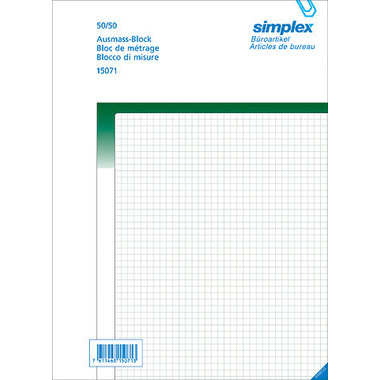 SIMPLEX Ausmassbuch grün A4 15071 Durchschreibepapier 50x2 Blatt