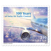 Stamp «100 years Swiss Air Navigation» Single stamp of CHF 2.10, self-adhesive, mint