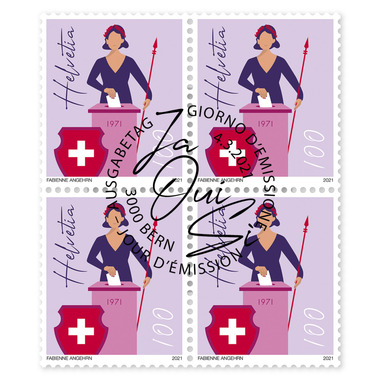 Image of Briefmarken CHF 1.00 «50 Jahre Frauenstimm- und Wahlrecht», Viererblock