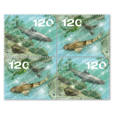 Quartina «EUROPA – Fauna e flora subacquee» Quartina (4 francobolli, valore facciale CHF 4.80), gommatura, senza annullo