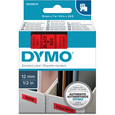 DYMO Schriftband D1 schwarz/rot S0720570 12mm/7m