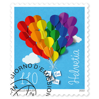 Briefmarke «Ehe für alle» Einzelmarke à CHF 1.10, selbstklebend, gestempelt