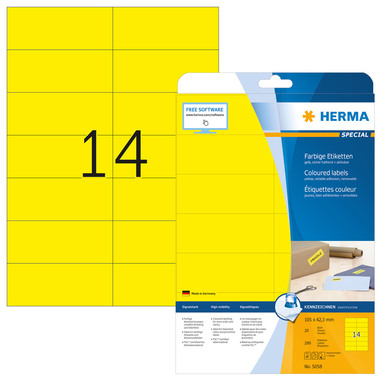 HERMA Etiketten Special 105x42,3mm 5058 gelb 280 Stück