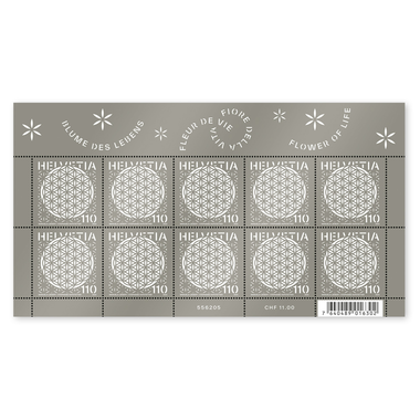 Stamps CHF 1.10 «Flower of Life», Sheetlet with 10 stamps Sheet «Flower of Life», self-adhesive, mint