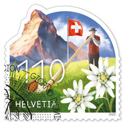 Briefmarke «Typisch Schweiz» Einzelmarke à CHF 1.10, selbstklebend, gestempelt