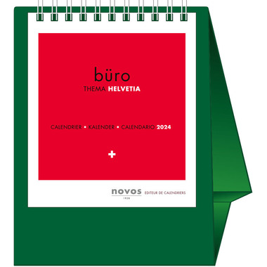 NOVOS Tischkalender Helvetia 2024 501081 dunkelgrün, 1M/S, 11.5x13.5cm