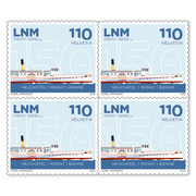 Série de blocs de quatre «150 ans LNM Navigation sur les Trois-Lacs» Bloc de quatre (4 timbres, valeur d&#039;affranchissement CHF 4.40), autocollant, non oblitéré