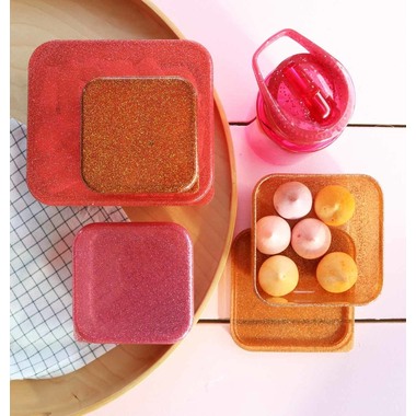 ALLC Lunch & snack box set Glitter SNSEGL36 autumn pink 4 Stück