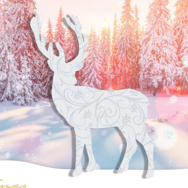 SIGEL Weihnachts-Karte/Couvert A6/A5 DS066 250 +100g,Snow Deer 10+10 Stk.