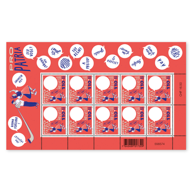 Briefmarken CHF 1.10+0.55 «Tracht», Kleinbogen mit 10 Marken Bogen «Dialogkultur», selbstklebend, ungestempelt