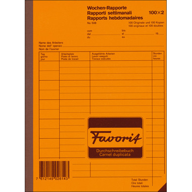 FAVORIT Wochen-Rapport D/F/I A5 508 weiss 100x2 Blatt