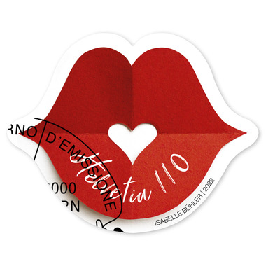Stamp «Kiss» Single stamp of CHF 1.10, self-adhesive, cancelled