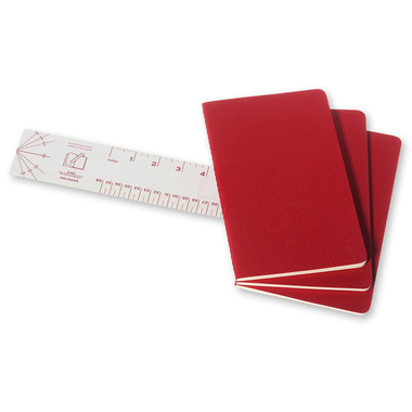 MOLESKINE Quaderno Cahier A5 101-4 rigato, rosso 3 pezzi