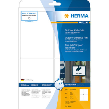 HERMA Etichette Outdoor 99,1x139mm 9534 bianco 40 pezzi