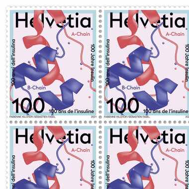 Image of Briefmarken CHF 1.00 «100 Jahre Insulin», Bogen mit 16 Marken