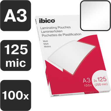 IBICO Pochettes à plastifier A3 627324 mat, 125my 100 pcs.