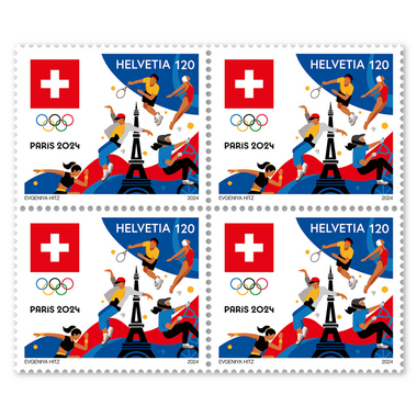 Block of four «Olympic Summer Games Paris 2024» Block of four (4 stamps, postage value CHF 4.80), self-adhesive, mint