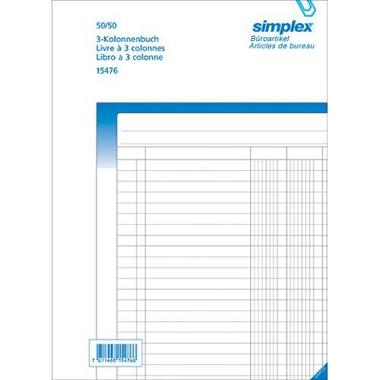 SIMPLEX Kolonnenbuch A4 15474 weiss / blau 50x2 Blatt