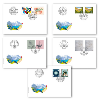 Internationale Briefmarkenausstellungen 2023 Set mit 5 Ausstellungsumschlägen C6