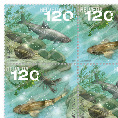 Stamps CHF 1.20 «EUROPA – Underwater fauna and flora», Sheet with 16 stamps Sheet «EUROPA – Underwater fauna and flora», gummed, mint