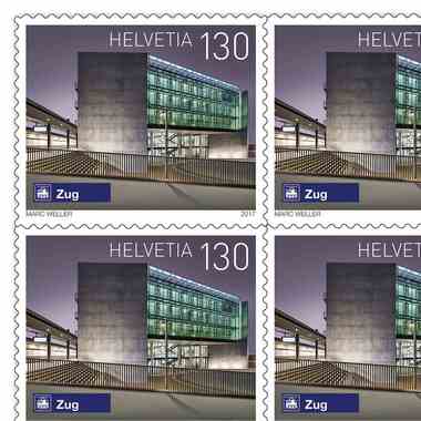 Stamps CHF 1.30 «Zug», Sheet with 10 stamps Sheet Swiss railway stations, self-adhesive, mint