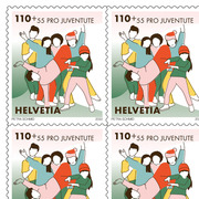 Timbres CHF 1.10+0.55 «Rencontres de jeunes», Feuille de 10 timbres Feuille «Pro Juventute - Rester en lien», autocollant, non oblitéré
