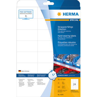 HERMA Etiketten SPECIAL 70x37mm 4695 weiss,ex.perm. 600 St./25 Bl.