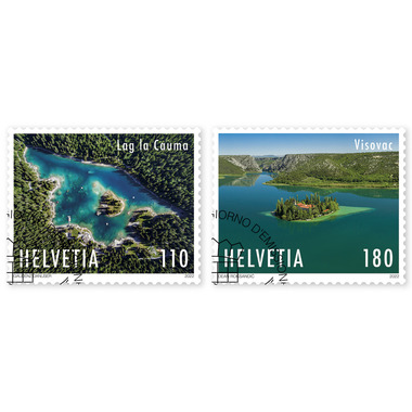 Stamps Series «Joint issue Switzerland–Croatia» Set (2 stamps, postage value CHF 2.90), gummed, cancelled