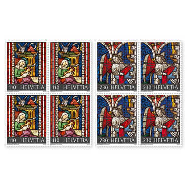 Série de blocs de quatre «Noël – Art sacré» Série de blocs de quatre (8 timbres, valeur d'affranchissement CHF 13.60), gommé, non oblitéré