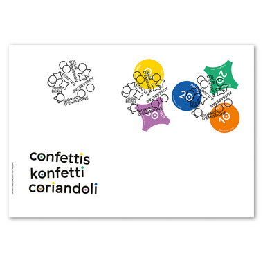 Enveloppe du jour d'émission «Confettis» Série (valeur d'affranchissement CHF 1.20) sur enveloppe du jour d'émission (FDC) C6