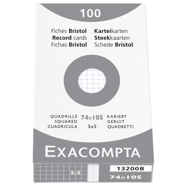 EXACOMPTA Karteikarten A7 kariert 5mm 13200B weiss 100 Stück