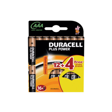 Image of DURACELL Batterie Plus Power MN2400 AAA, LR03, 1.5V 16 Stück