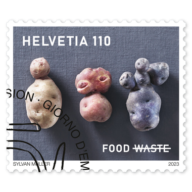 Stamp «Sustainability – Food» Single stamp of CHF 1.10, gummed, cancelled