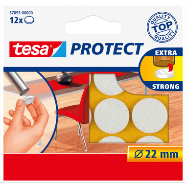 TESA Feutre Protect 22mm 578930000 blanc, ronde 12 pcs.