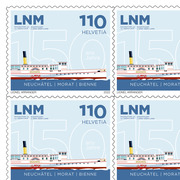 Timbres CHF 1.10 «150 ans LNM Navigation sur les Trois-Lacs», Feuille de 10 timbres Feuille «150 ans LNM Navigation sur les Trois-Lacs», autocollant, non oblitéré