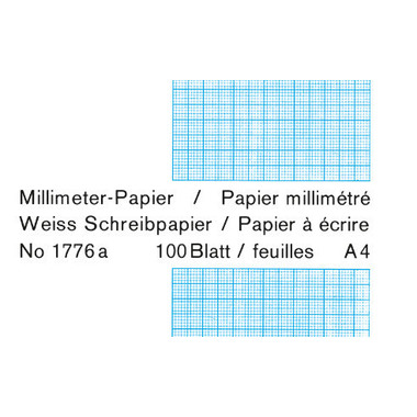 FAVORIT Milimeterpapier Block A4 1776a weiss, 1mm, 80g/m2 100 Blatt