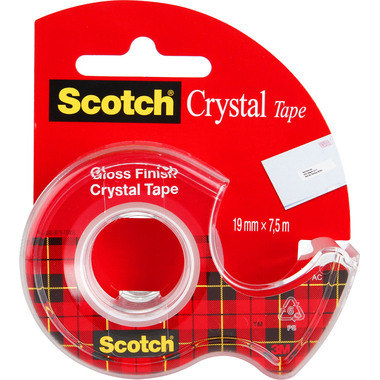 SCOTCH Crystal Tape 19mmx7.5m 6-1975D bianco cristall.,con dispenser
