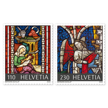 Stamps Series «Christmas – Sacred art» Set (2 stamps, postage value CHF 3.40), gummed, mint
